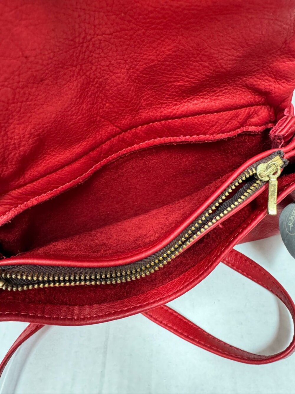 Morven Leather Designs Red Leather Crossbody Purse Handmade USA Copley Ohio - Picture 5 of 10